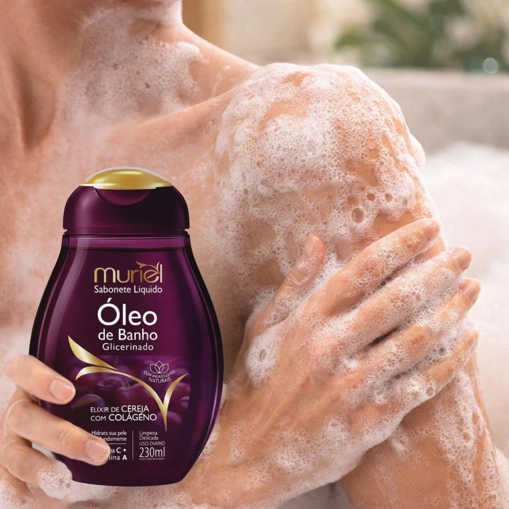 Sabonete Líquido Muriel Óleo De Banho Glicerinado Elixir de Cereja com Colágeno 230ml 230ml 3
