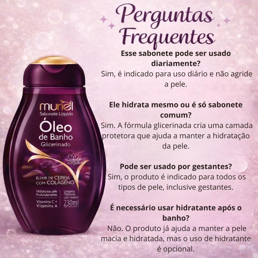 Sabonete Líquido Muriel Óleo De Banho Glicerinado Elixir de Cereja com Colágeno 230ml 230ml 8