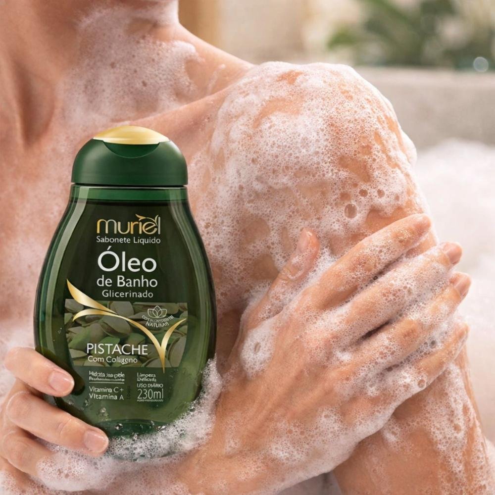 Sabonete Líquido Muriel Óleo De Banho Glicerinado Pistache Com Colágeno 230ml 230ml 3