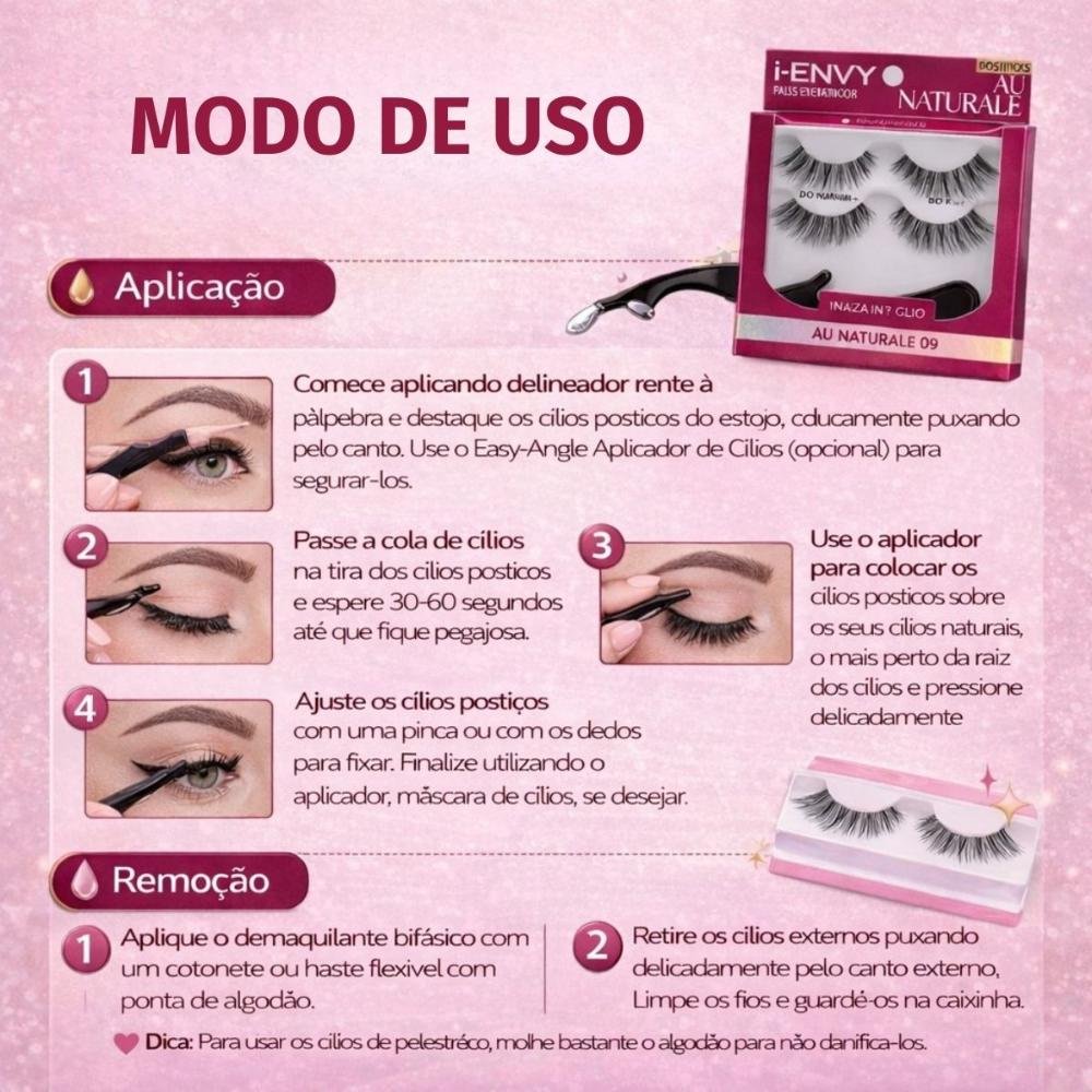 2 pares de Cílios e 1 aplicador Kiss New York Au Naturale 02 KPED09BR Preto 5