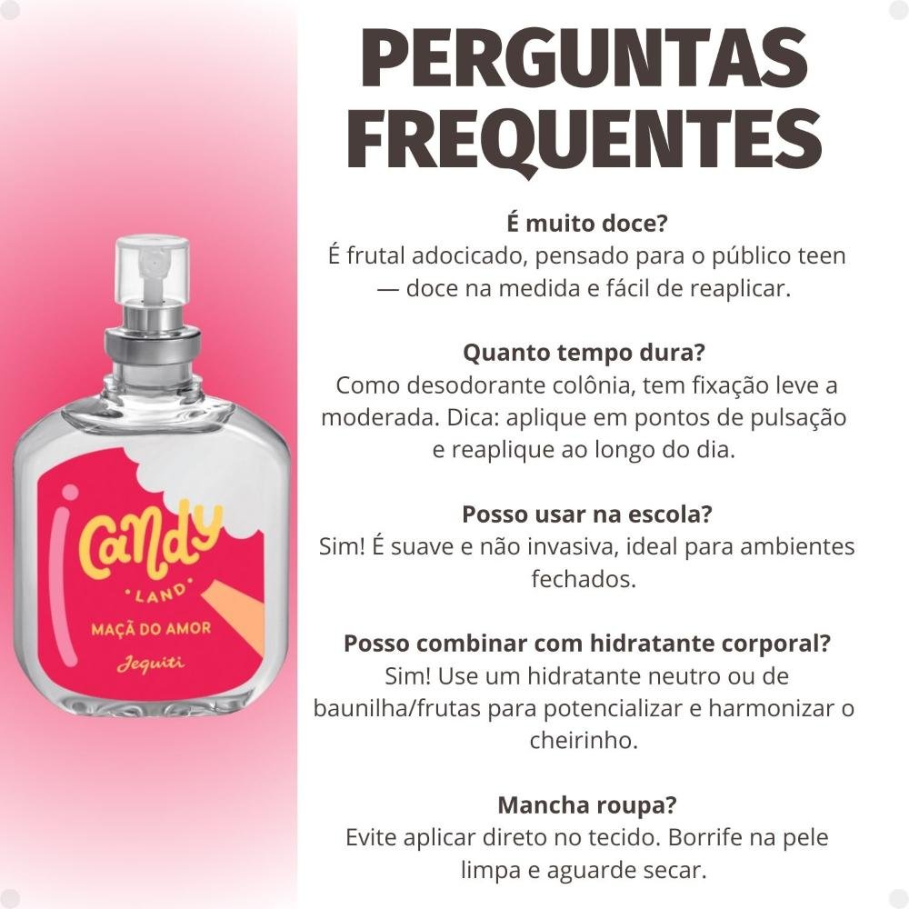 Desodorante Colônia Jequiti Teen Candy Land Maçã do Amor 25ml 25ml 7