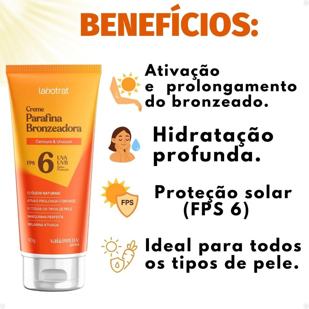 Creme Parafina Bronzeadora Labotrat Vai & Brilha! FPS 6 90g 90g 2