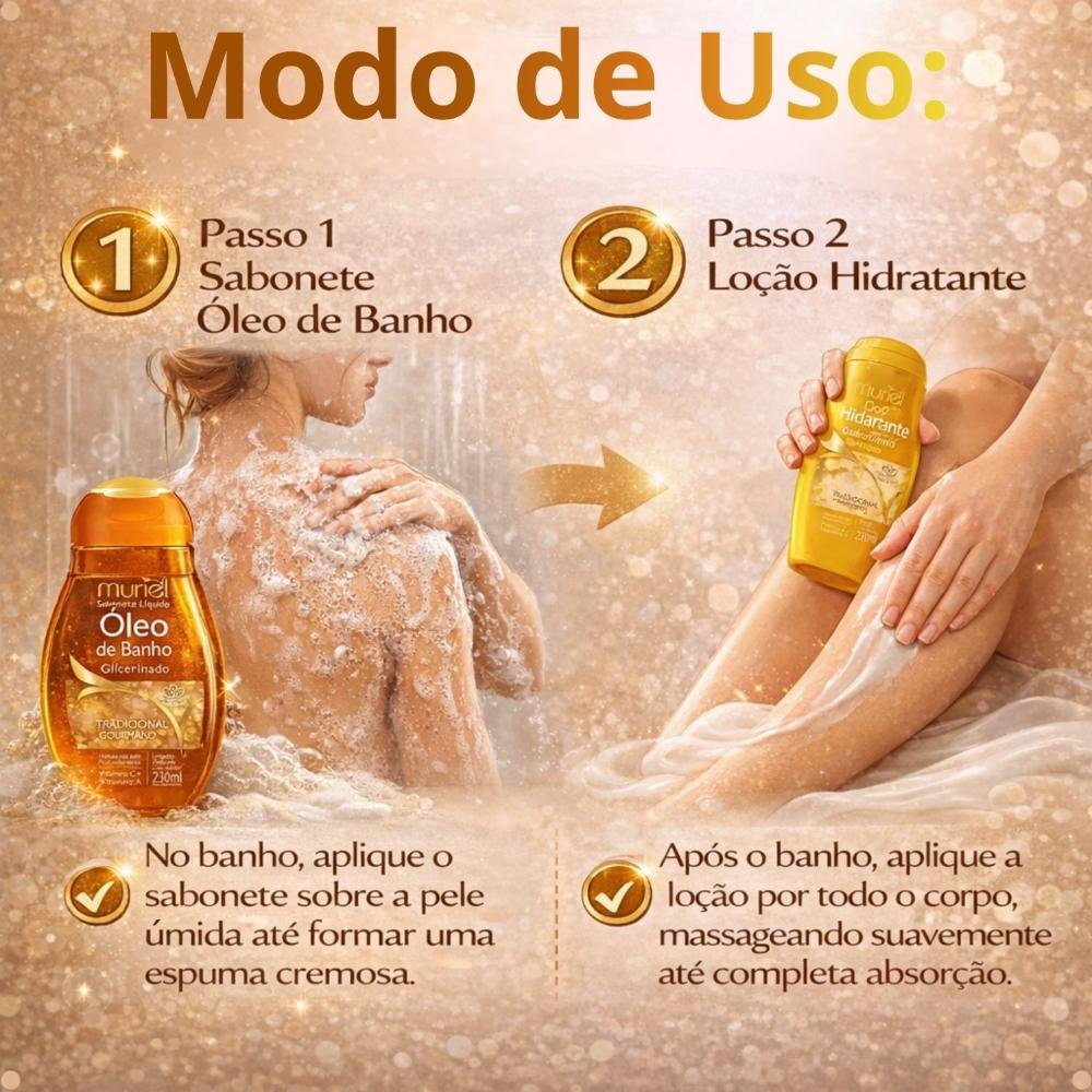 Kit Muriel Tradicional Gourmand: Sabonete Óleo De Banho 230ml e Loção Deo Hidratante 200ml ÚNICO 5