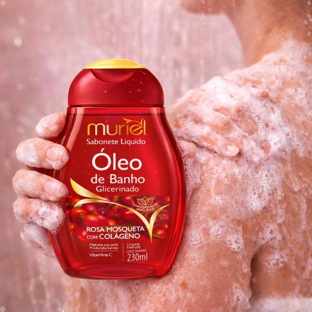 Sabonete Líquido Muriel Óleo de Banho Rosa Mosqueta Com Colágeno 230ml 230ml 3