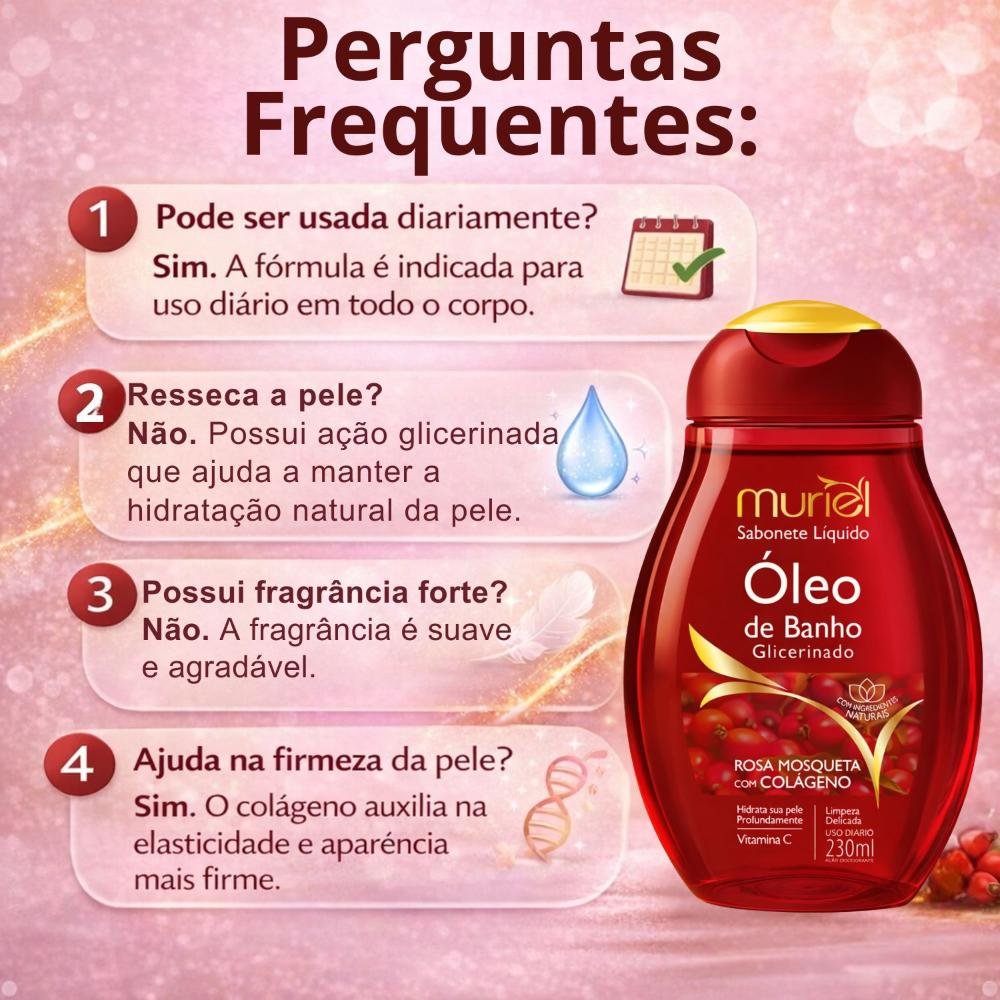 Sabonete Líquido Muriel Óleo de Banho Rosa Mosqueta Com Colágeno 230ml 230ml 7