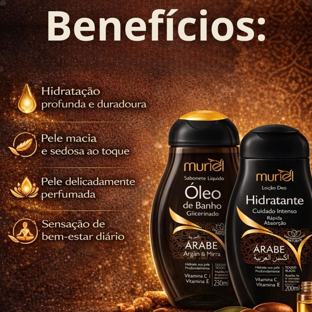 Kit Muriel Árabe: Óleo De Banho 230ml e Loção Deo Hidratante 200ml ÚNICO 2