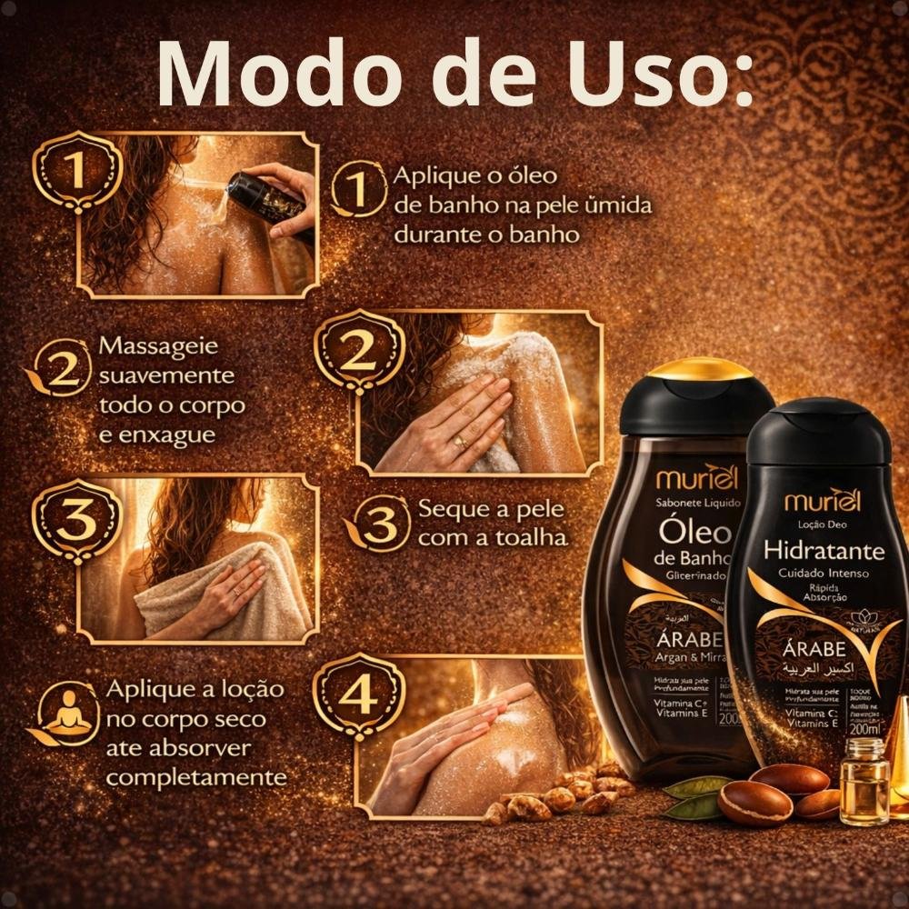 Kit Muriel Árabe: Óleo De Banho 230ml e Loção Deo Hidratante 200ml ÚNICO 5