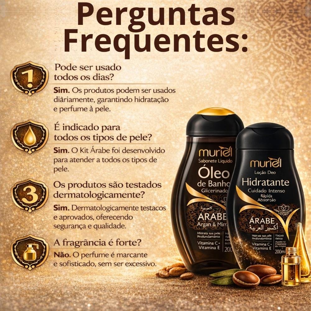 Kit Muriel Árabe: Óleo De Banho 230ml e Loção Deo Hidratante 200ml ÚNICO 6