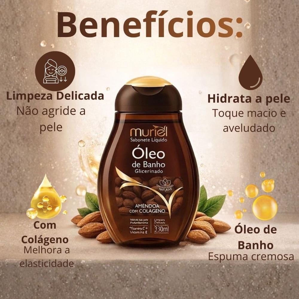 Sabonete Líquido Muriel Óleo De Banho Glicerinado Amêndoa Com Colágeno 230ml 230ml 2