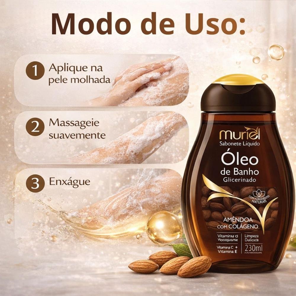 Sabonete Líquido Muriel Óleo De Banho Glicerinado Amêndoa Com Colágeno 230ml 230ml 6