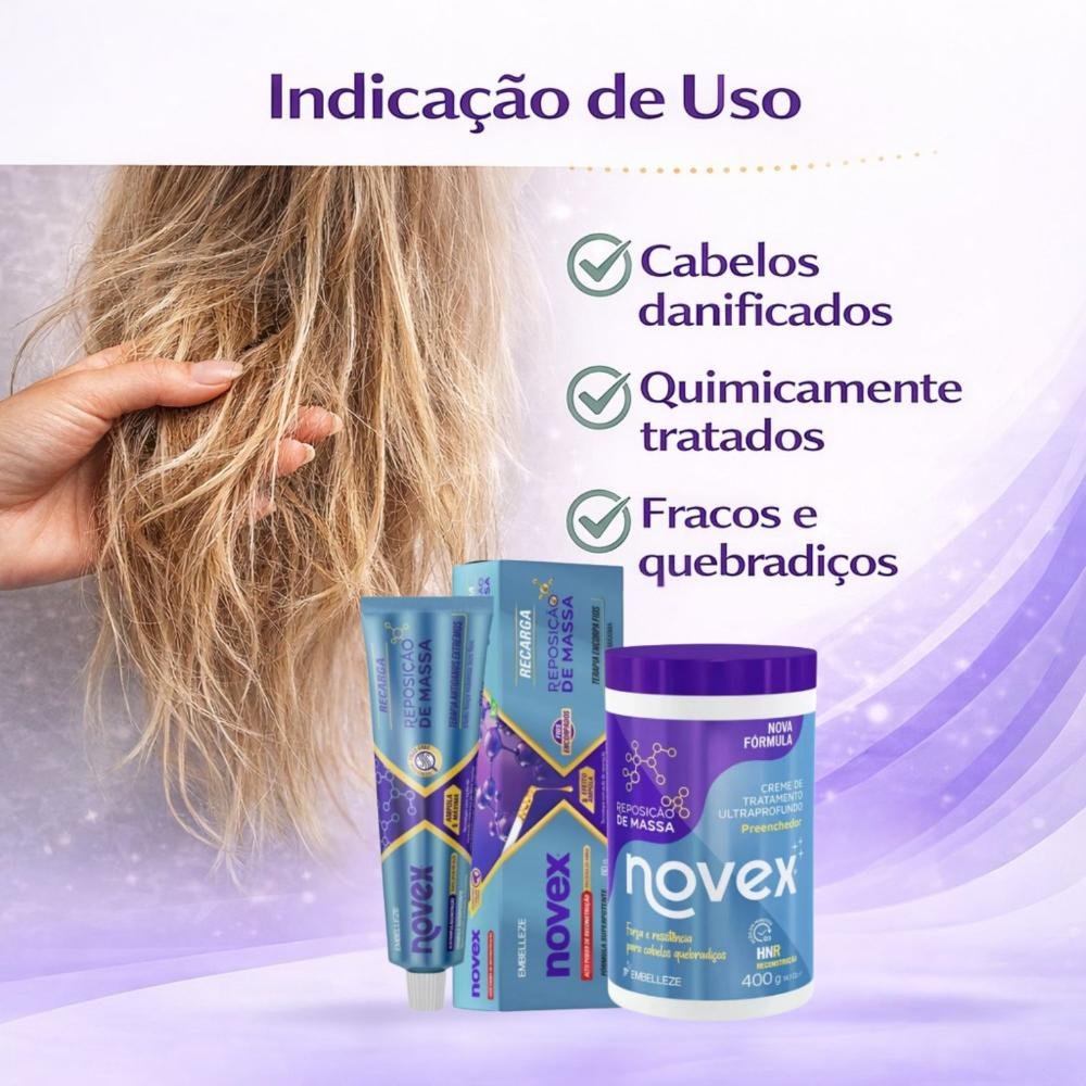 Kit Novex Reposição De Massa: Creme De Tratamento 400g e Recarga Capilar 80g ÚNICO 3