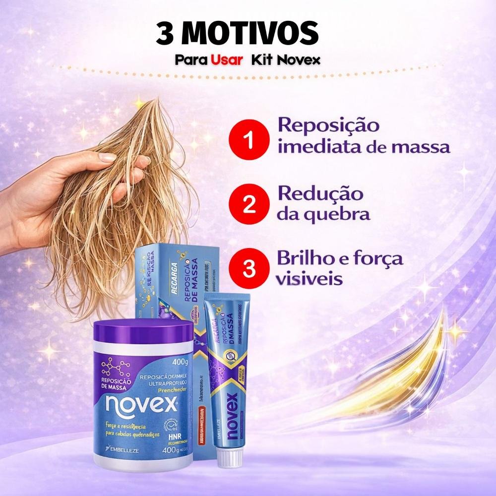 Kit Novex Reposição De Massa: Creme De Tratamento 400g e Recarga Capilar 80g ÚNICO 4