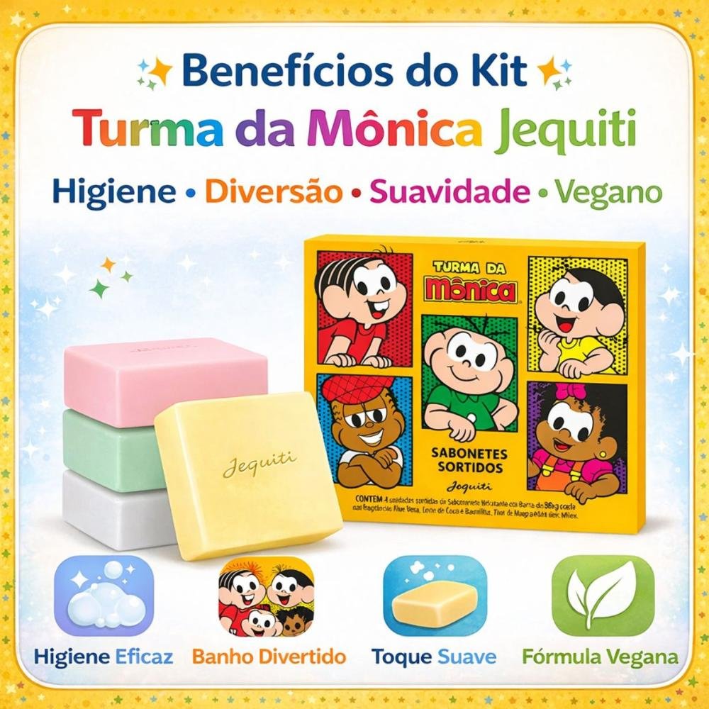 Kit Jequiti Turma Da Mônica: Estojo De Sabonetes Sortidos Com 4 Unidades ÚNICO 2