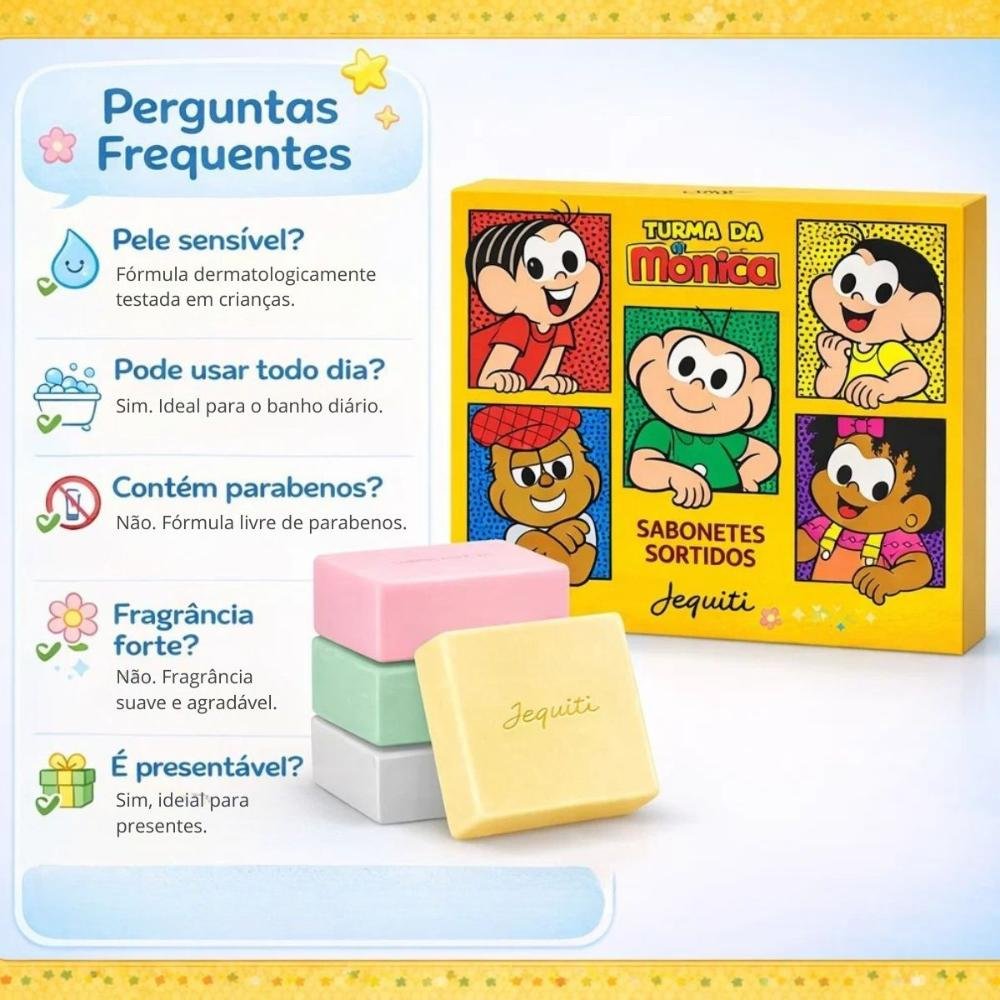 Kit Jequiti Turma Da Mônica: Estojo De Sabonetes Sortidos Com 4 Unidades ÚNICO 7