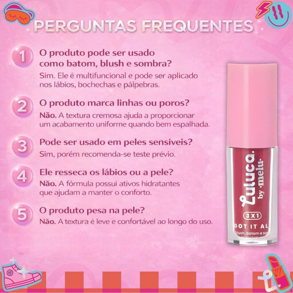 Batom, Blush e Sombra 3x1 Luluca By Melu Got It All Kinda Slay Rr-M1007-4 Cor M1007-4 7