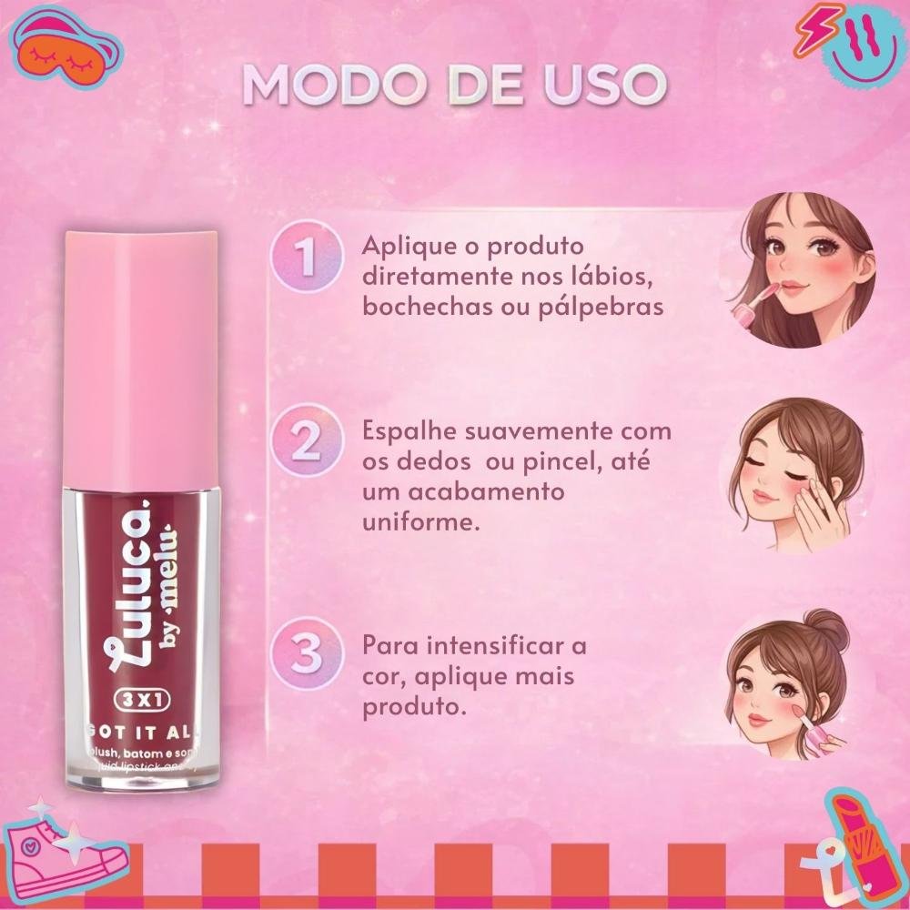 Batom, Blush e Sombra 3x1 Luluca By Melu Got It All Baddie Rr-M1007-5 Cor M1007-5 6