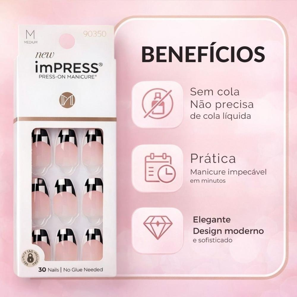 Unhas Postiças imPress Kiss Ny Checkmate IMM33 ÚNICO 2