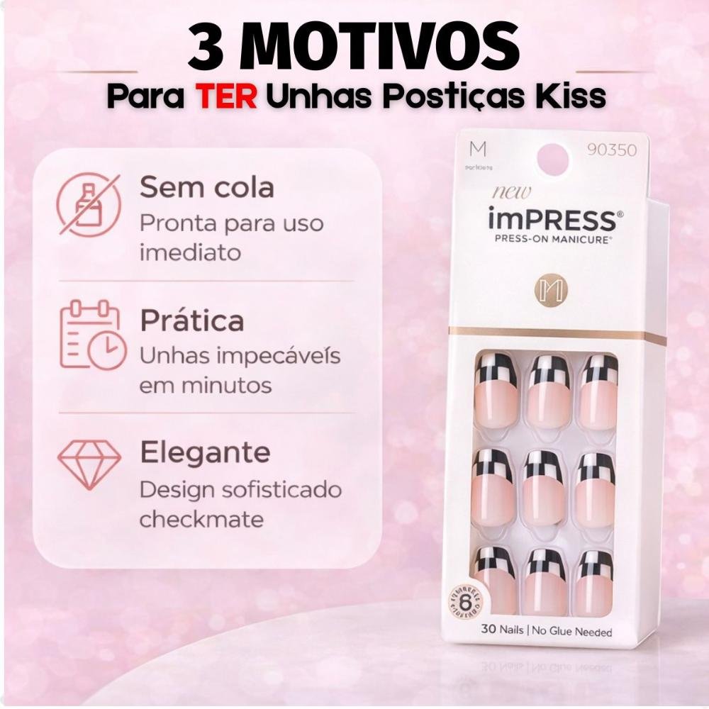 Unhas Postiças imPress Kiss Ny Checkmate IMM33 ÚNICO 4