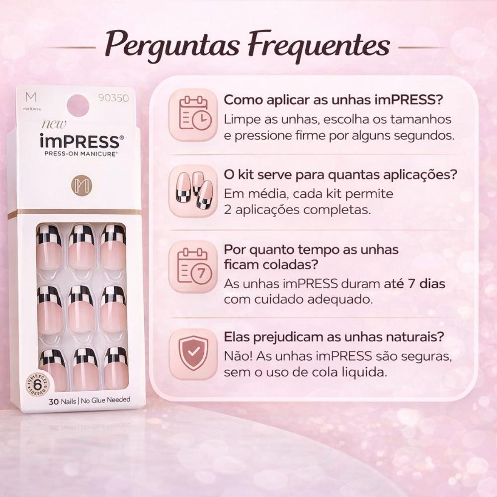 Unhas Postiças imPress Kiss Ny Checkmate IMM33 ÚNICO 6
