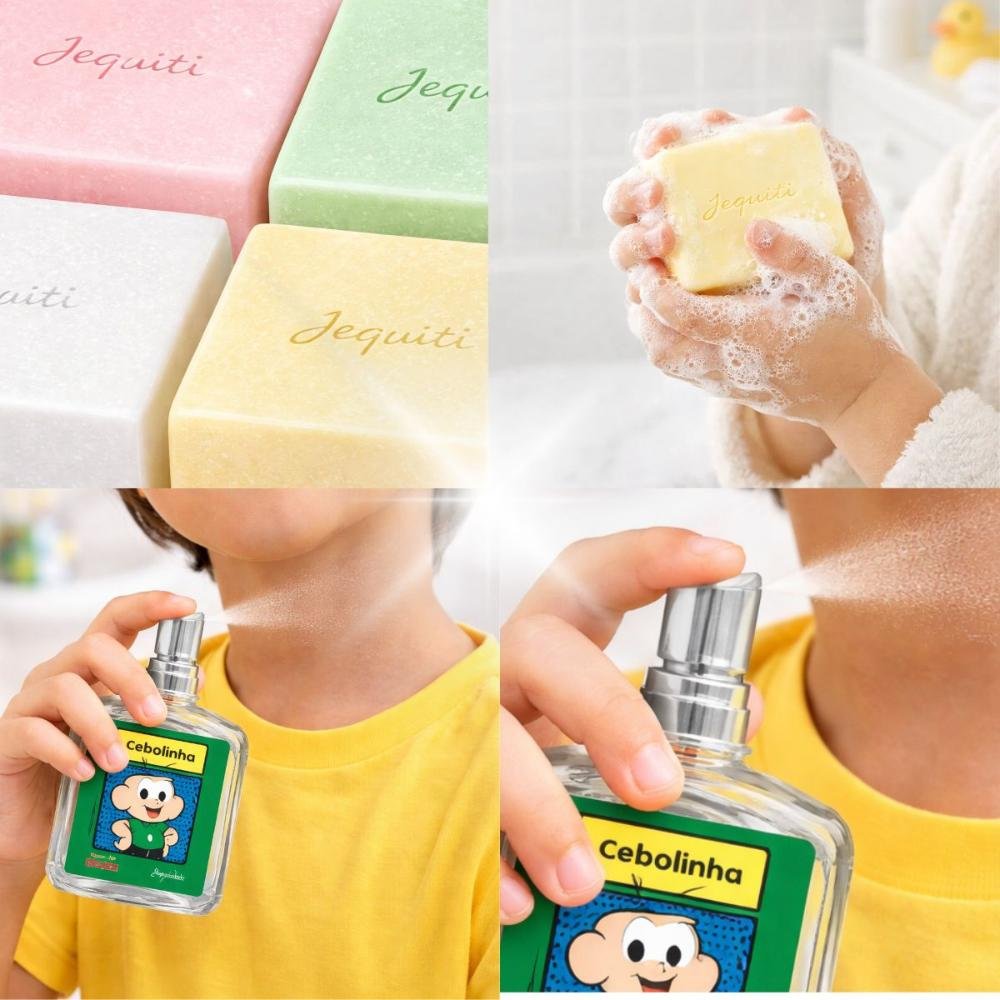 Kit Jequiti Turma Da Mônica: 4 Sabonetes Sortidos + Desodorante Colônia Cebolinha 25ml ÚNICO 3