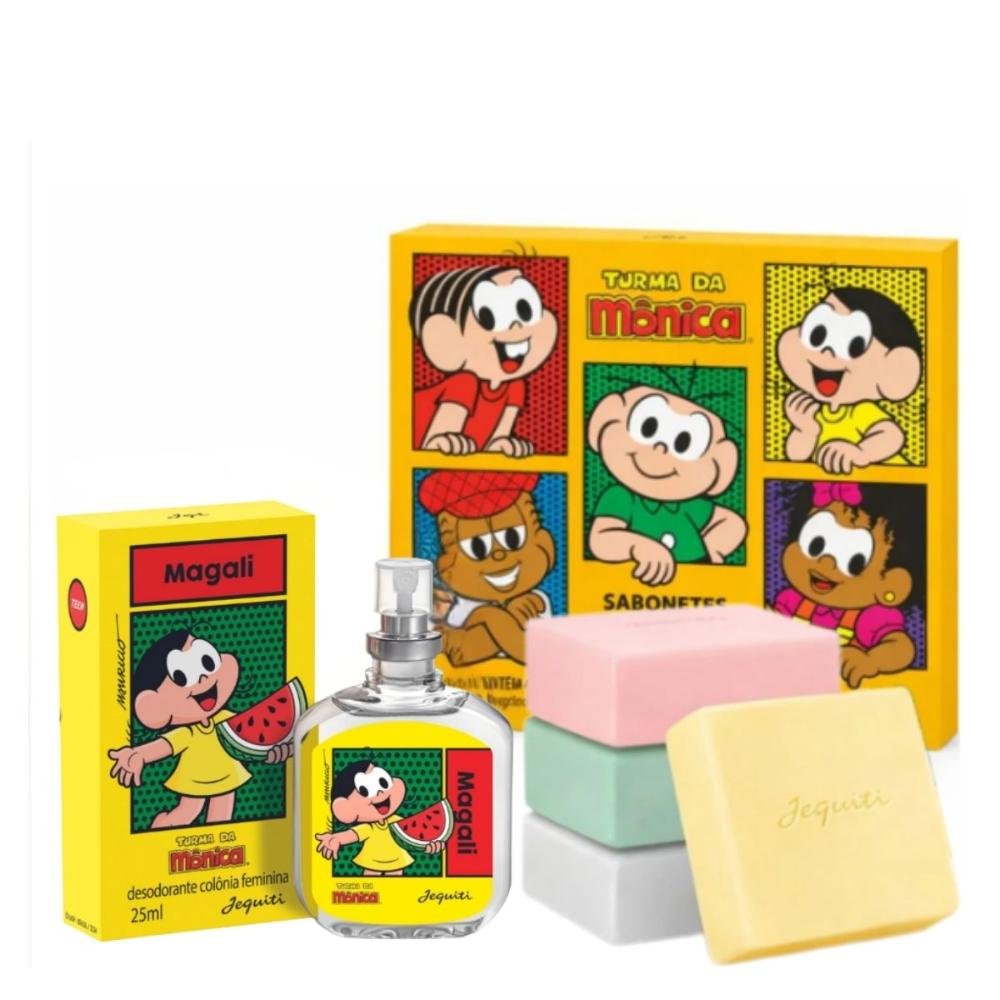 Kit Jequiti Turma Da Mônica: 4 Sabonetes Sortidos + Desodorante Colônia Magali 25ml