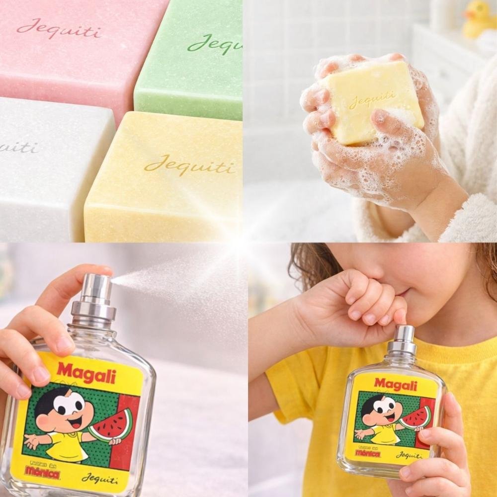 Kit Jequiti Turma Da Mônica: 4 Sabonetes Sortidos + Desodorante Colônia Magali 25ml ÚNICO 3