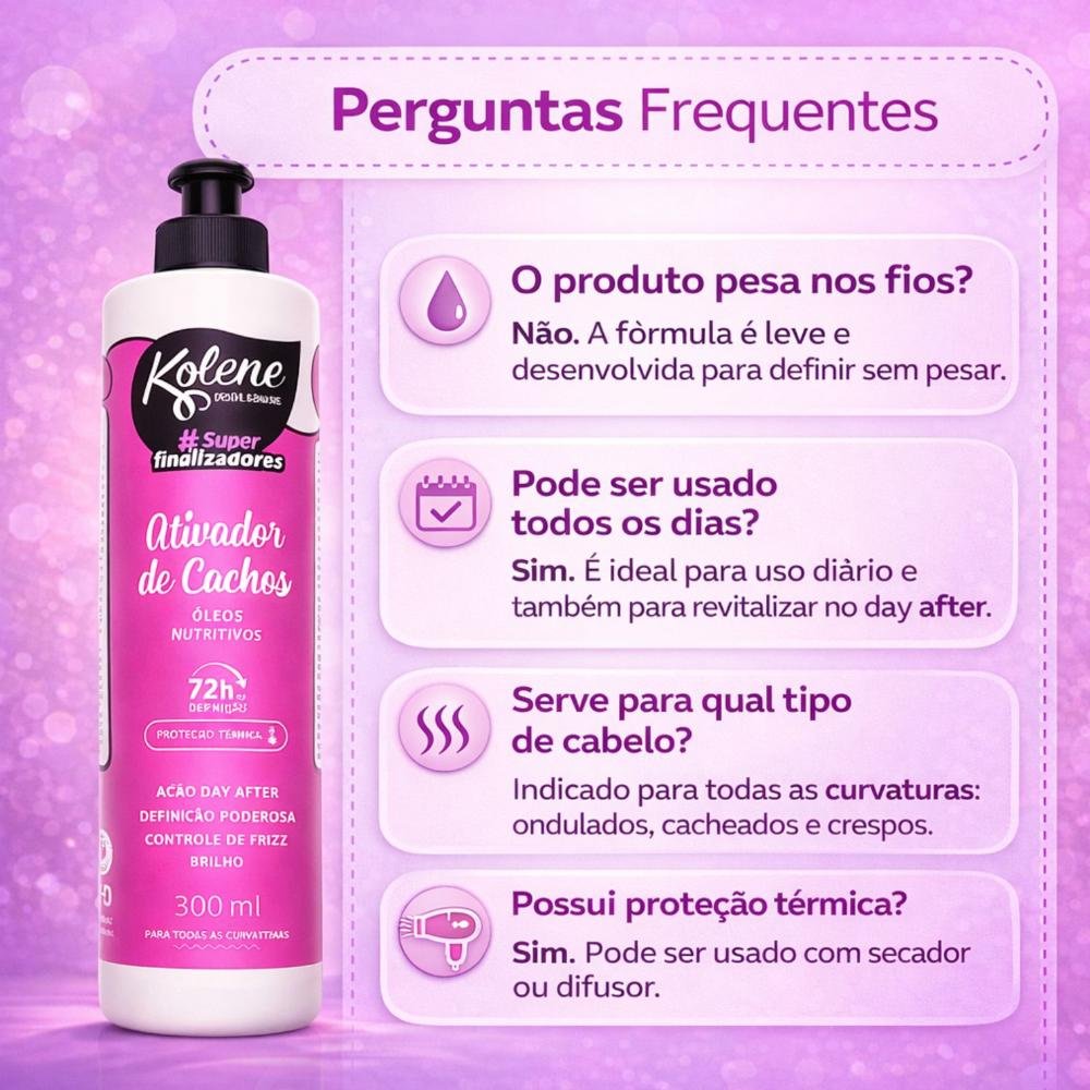 Ativador de Cachos Kolene #Super Finalizadores Óleos Nutritivos 300ml 300ml 7