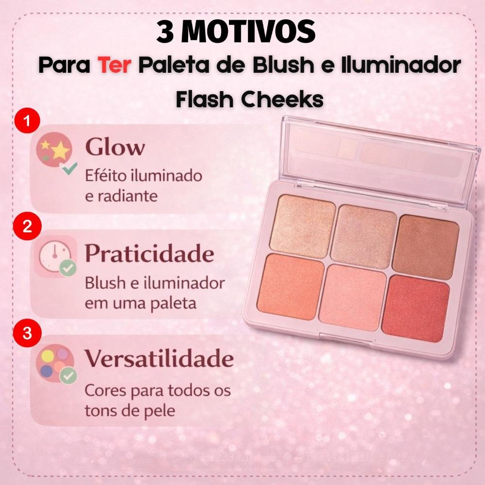 Paleta De Blush e Iluminador Ruby Rose Flash Cheeks Hb-m1000 ÚNICO 5