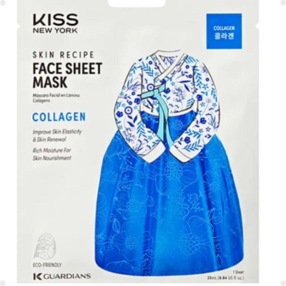 Máscara Facial Coreana Kiss Ny Face Sheet Mask Collagen Colágeno Kkf02