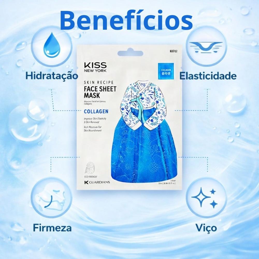 Máscara Facial Coreana Kiss Ny Face Sheet Mask Collagen Colágeno Kkf02 ÚNICO 2