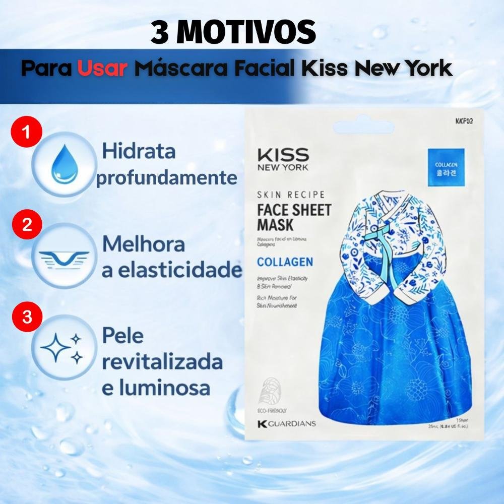 Máscara Facial Coreana Kiss Ny Face Sheet Mask Collagen Colágeno Kkf02 ÚNICO 5