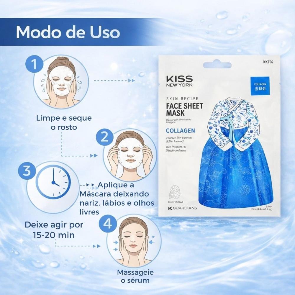 Máscara Facial Coreana Kiss Ny Face Sheet Mask Collagen Colágeno Kkf02 ÚNICO 6
