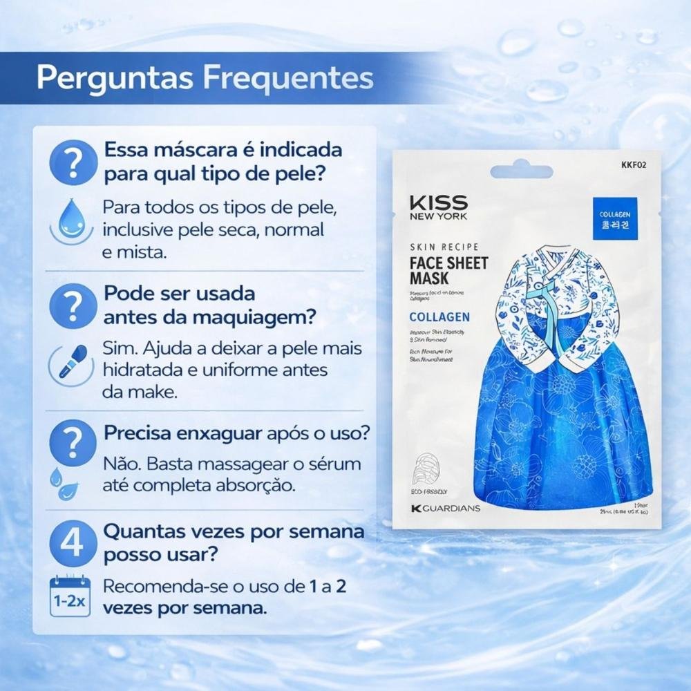 Máscara Facial Coreana Kiss Ny Face Sheet Mask Collagen Colágeno Kkf02 ÚNICO 7
