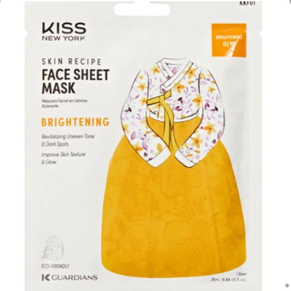 Máscara Facial Coreana Kiss Ny Face Sheet Mask Brightening Iluminadora Kkf01