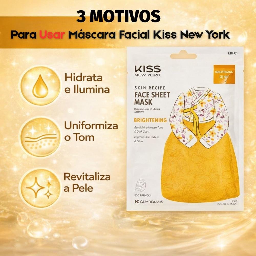 Máscara Facial Coreana Kiss Ny Face Sheet Mask Brightening Iluminadora Kkf01 ÚNICO 5