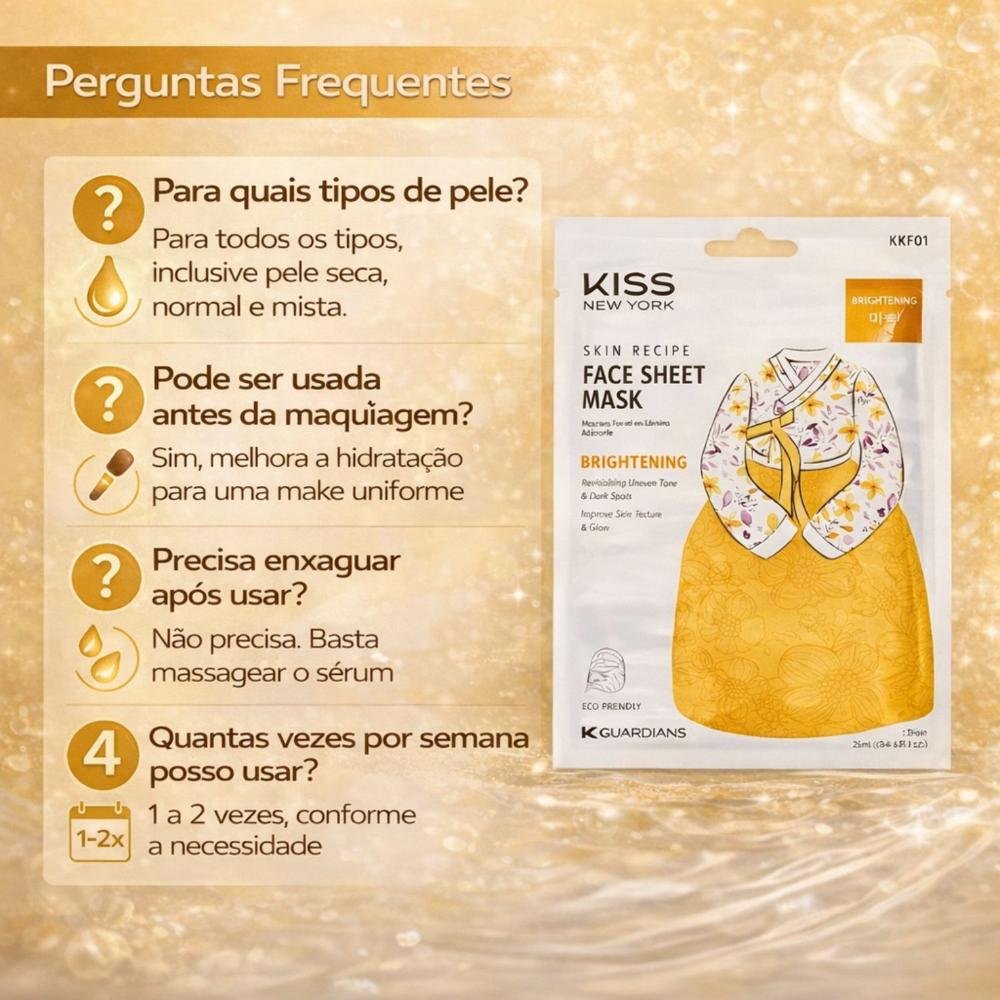 Máscara Facial Coreana Kiss Ny Face Sheet Mask Brightening Iluminadora Kkf01 ÚNICO 7