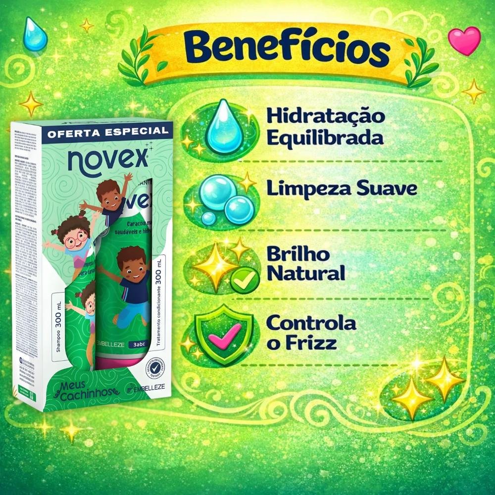 Kit Novex Meus Cachinhos 3abc: Shampoo e Tratamento Condicionante 300ml ÚNICO 3