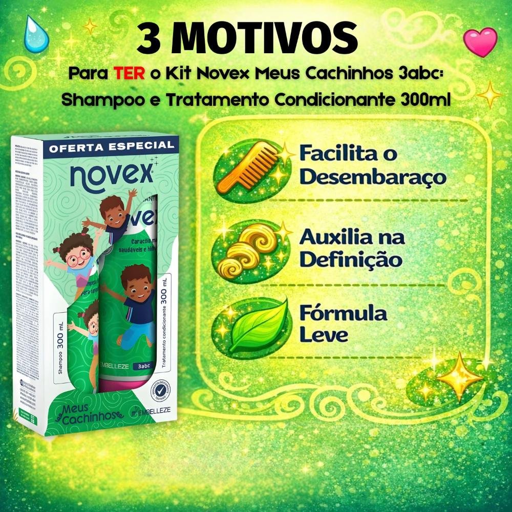 Kit Novex Meus Cachinhos 3abc: Shampoo e Tratamento Condicionante 300ml ÚNICO 5