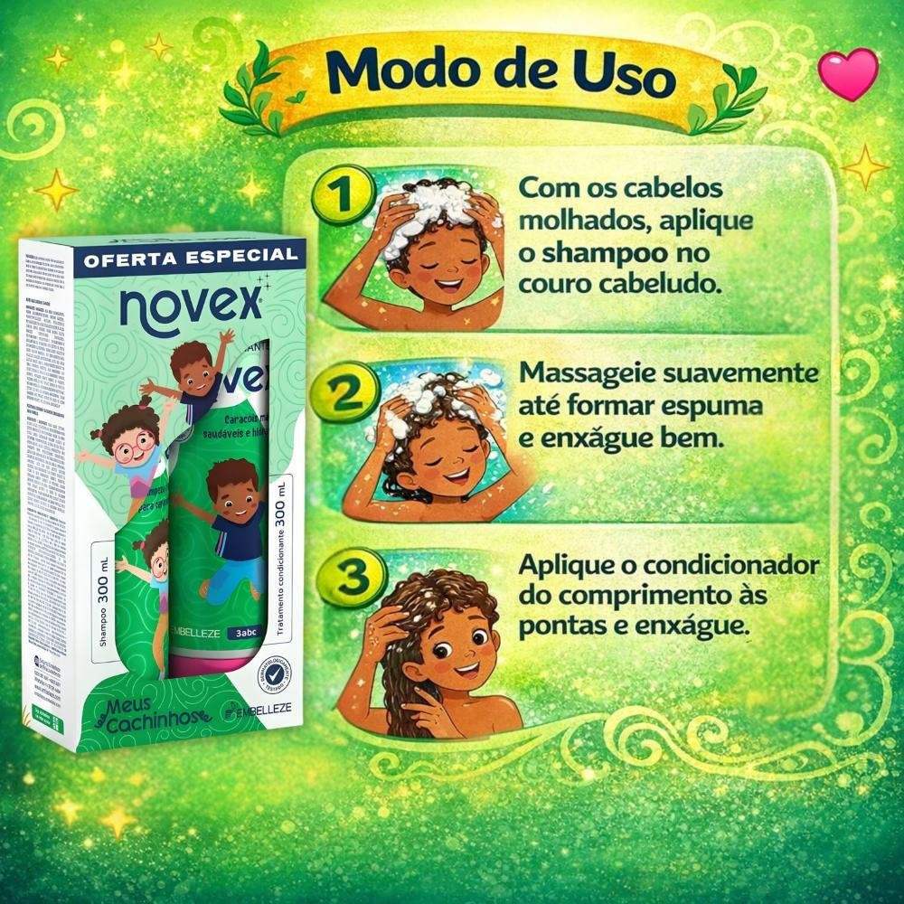 Kit Novex Meus Cachinhos 3abc: Shampoo e Tratamento Condicionante 300ml ÚNICO 6