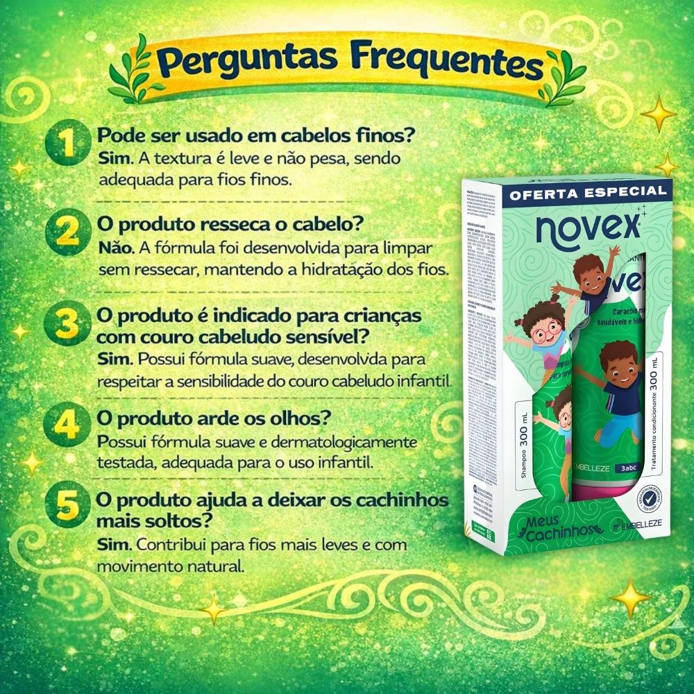 Kit Novex Meus Cachinhos 3abc: Shampoo e Tratamento Condicionante 300ml ÚNICO 7