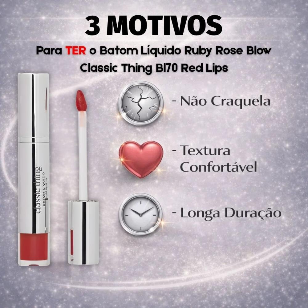 Batom Líquido Ruby Rose Blow Classic Thing Bl70 Red Lips Hb-l6205-7 Red Lips 5