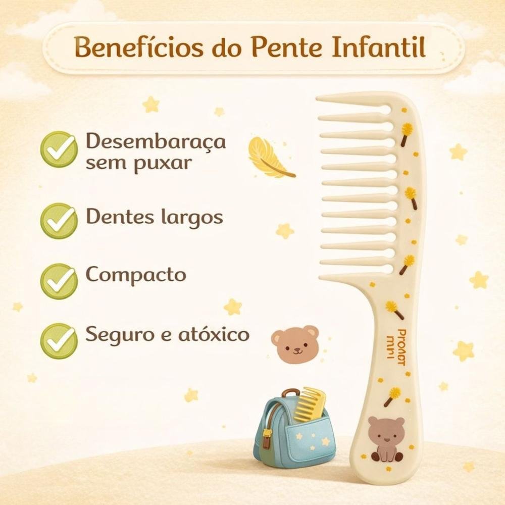 Pente Dentes Largos Infantil Proart Mini Pmp01b Amarelo 2