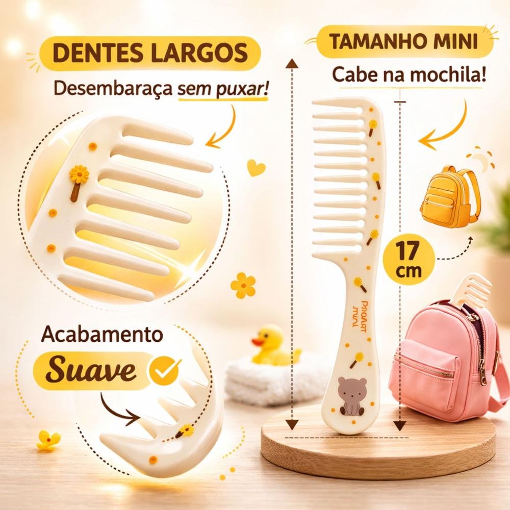 Pente Dentes Largos Infantil Proart Mini Pmp01b Amarelo 3