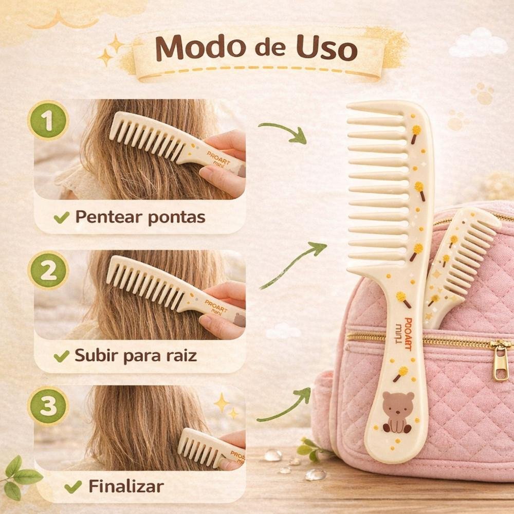 Pente Dentes Largos Infantil Proart Mini Pmp01b Amarelo 6