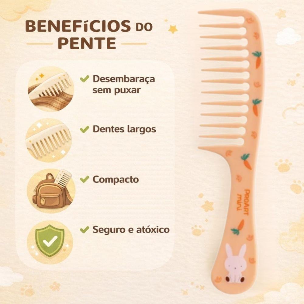 Pente Dentes Largos Infantil Proart Mini Pmp02b Laranja 2