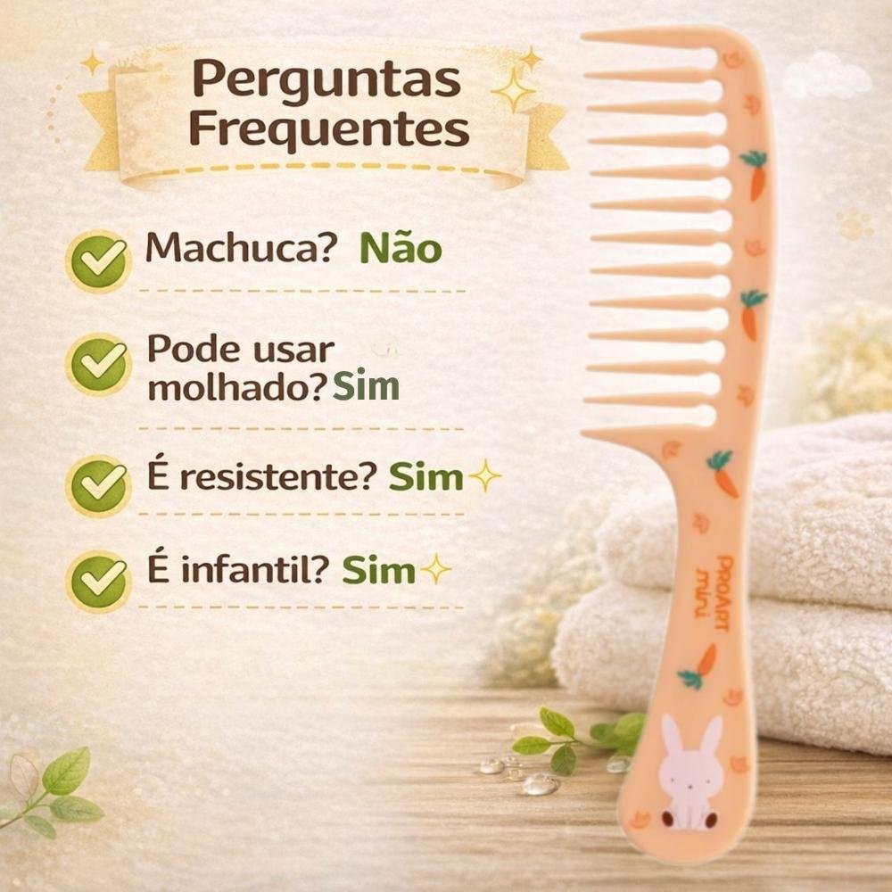 Pente Dentes Largos Infantil Proart Mini Pmp02b Laranja 7