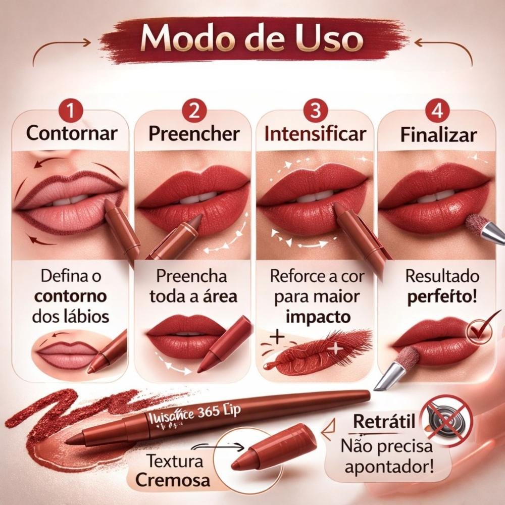 Lápis Labial Retrátil Luisance 365 Lip Malva 0,24g L5245 Malva 6
