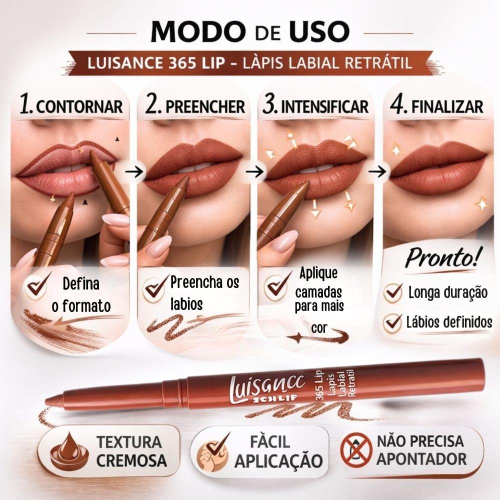 Lápis Labial Retrátil Luisance 365 Lip Mocha 0,24g L5246 Mocha 6