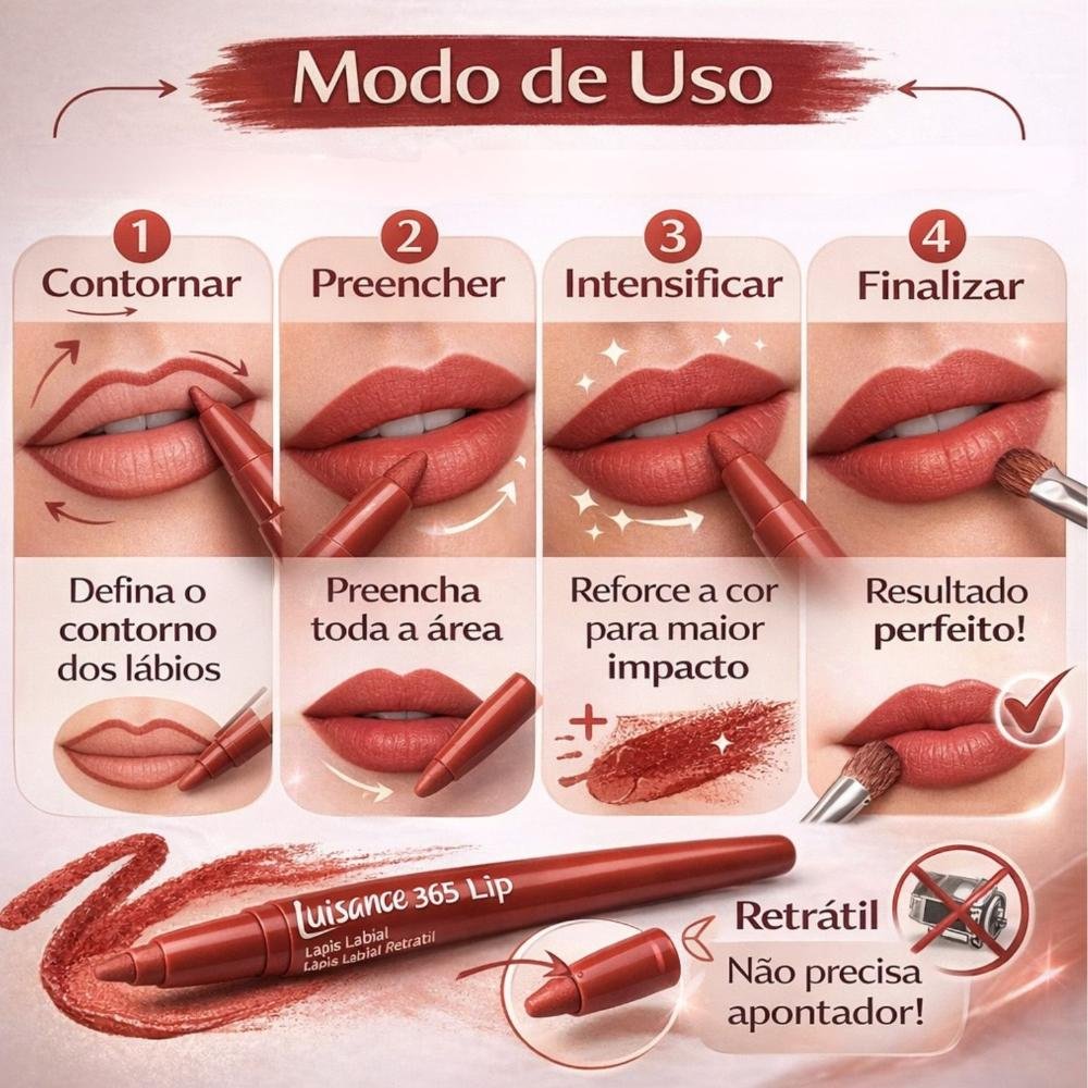 Lápis Labial Retrátil Luisance 365 Lip Rose Antigo 0,24g L5245 Rose Antigo 6