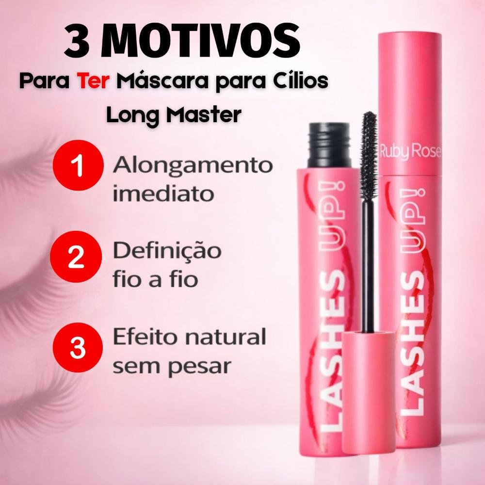 Máscara Para Cílios Ruby Rose Lashes Up! Long Master Alonga e Define Hb-e2006 Preto 5